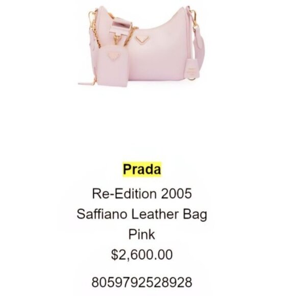 BRAND NEW 2025 PRADA Authentic Re-Edition Saffiano leather bag PINK! BRAND … - Picture 7 of 7